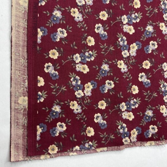 2 3/4 Yards Cut Springs Industries Burgundy Red Maroon Flowers Quilting Fabric - Picture 4 of 4